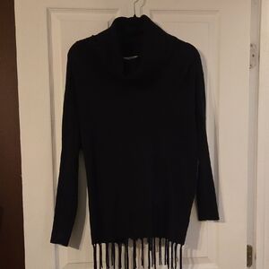 Beautiful Boston Proper Black Fringed     Knit Tunic